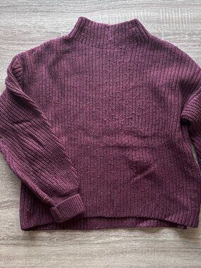 Dynamite Burgundy Mock Neck Chunky Ribbed Knit Sweater Boxy Fit